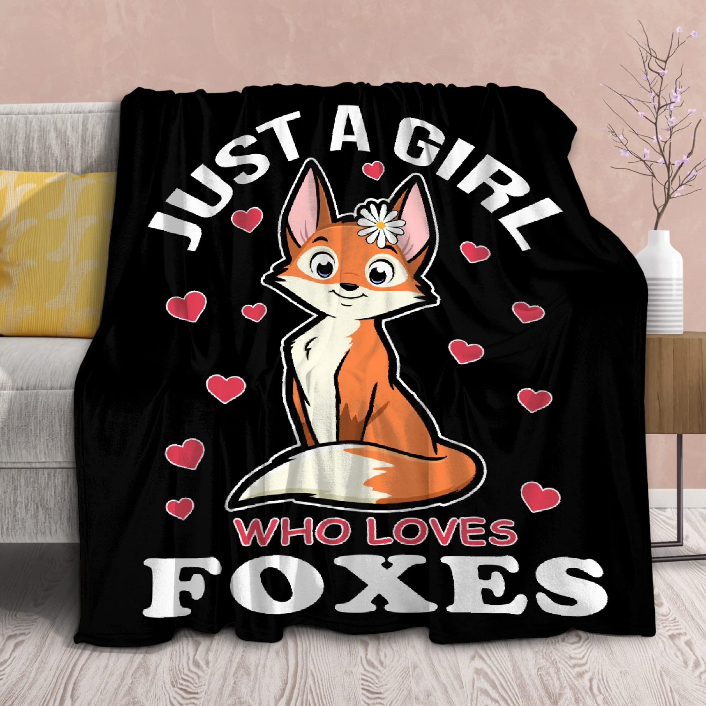 Fox Blanket Stuffed Animal Gift For Women Kids Fleece Throws-Just A Girl Who Loves Foxes Lightweight Plush Christmas Decor Super